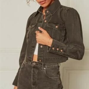 Boyish Women’s Black Landon Puff Sleeve Denim Jacket Size Small